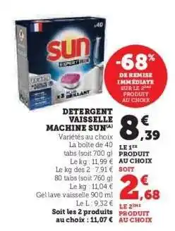 Hyper U DETERGENT VAISSELLE MACHINE SUN offre