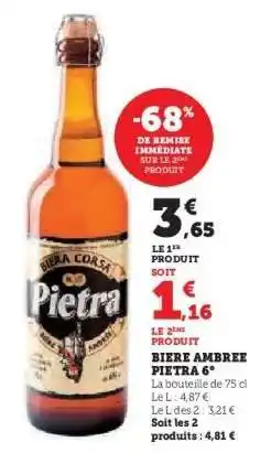 Hyper U Biere Ambree Pietra 6° offre