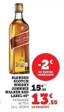 Hyper U Blended Scotch Whisky Johnnie Walker Red Label 40° offre