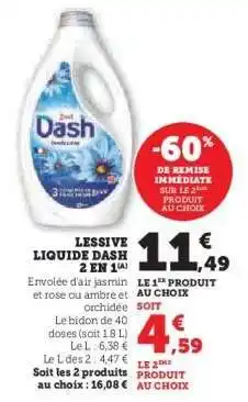 Hyper U Lessive liquide Dash 2 en 1 offre
