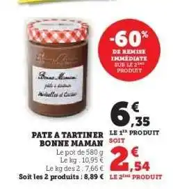 Hyper U Pâte à tartiner Bonne Maman offre