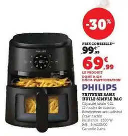 Hyper U PHILIPS FRITEUSE SANS HUILE SIMPLE BAC offre