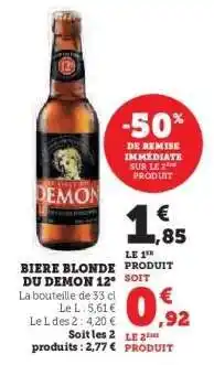 Hyper U BIERE BLONDE DU DEMON 12° offre