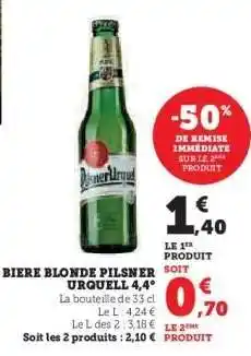 Hyper U BIERE BLONDE PILSNER URQUELL 4,4° offre
