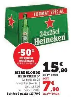 Hyper U Biere Blonde Heineken 5° offre