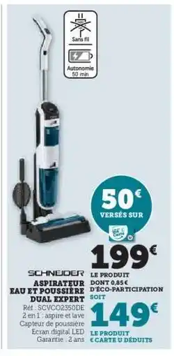 Hyper U Schneider Aspirateur Eau et Poussière Dual Expert offre