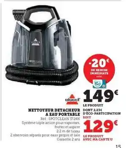 Hyper U Nettoyeur Détacheur à Eau Portable offre