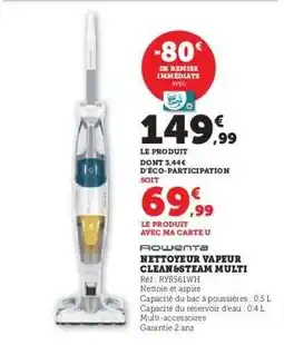 Hyper U Rowenta Nettoyeur Vapeur Clean & Steam Multi offre