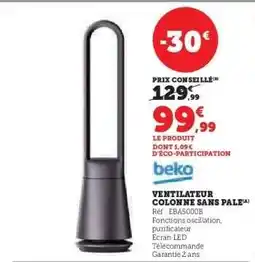 Hyper U Ventilateur Colonne Sans Pale offre