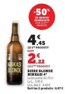 Hyper U BIERE BLONDE NINKASI 4° offre