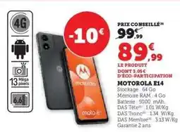 Hyper U MOTOROLA E14 offre