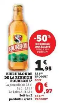 Hyper U BIERE BLONDE DE LA REUNION BOURBON 5° offre