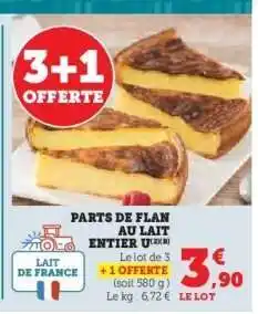 Super U Parts de Flan au Lait Entier offre