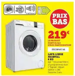 Hyper U Lave-linge frontal 6 kg offre