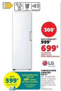 Hyper U CONGELATEUR ARMOIRE 324 L offre