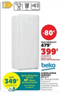 Hyper U Congélateur Armoire 177 L offre