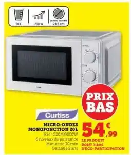 Super U MICRO-ONDES MONOFONCTION 20L offre