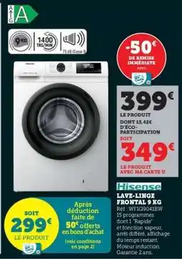 Hyper U Hisense Lave-linge Frontal 9 kg offre