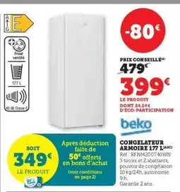 Super U Congélateur Armoire 177 L offre