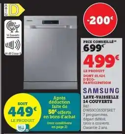 Hyper U Samsung Lave-Vaisselle 14 Couverts offre