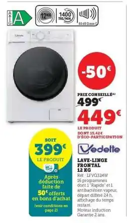 Hyper U Lave-linge Frontal 12 kg offre