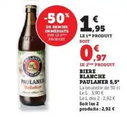 Super U BIERE BLANCHE PAULANER 5,5° offre