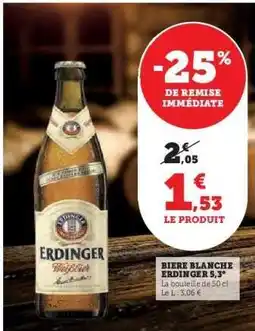Super U BIERE BLANCHE ERDINGER 5,3° offre