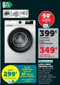 Super U Hisense Lave-linge Frontal 9 kg offre