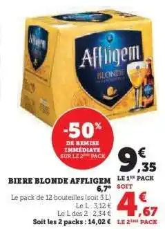 Super U Bière Blonde Affligem offre