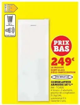 Super U Congélateur Armoire 187 L offre