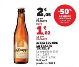 Super U BIERE BLONDE LA TRAPPE TRIPEL 8° offre