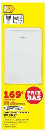 Super U CONGELATEUR TABLE TOP 103 L offre
