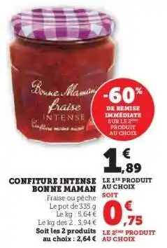 Super U Confiture Intense Bonne Maman offre