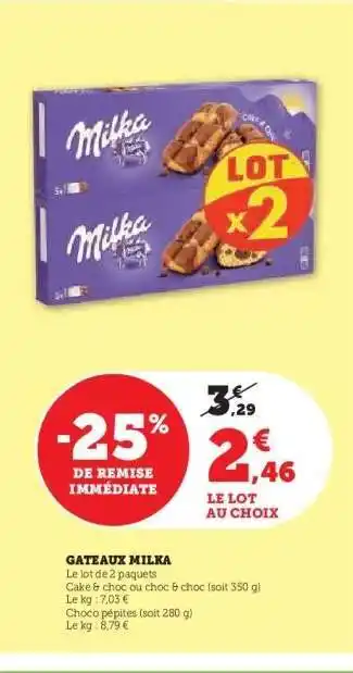 Super U Gateaux Milka offre