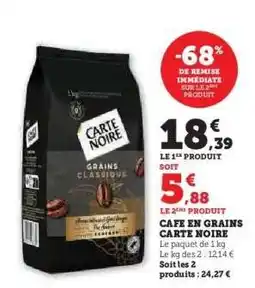 Super U CAFE EN GRAINS CARTE NOIRE offre