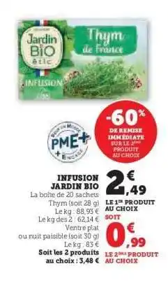Super U Infusion Jardin Bio offre