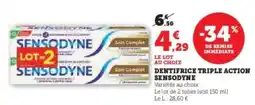 Super U Dentifrice Triple Action Sensodyne offre