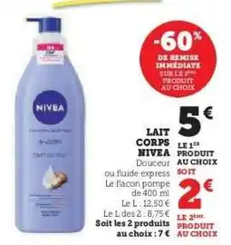 Super U Lait Corps Nivea offre