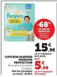 Super U Couches Pampers Premium Protection offre