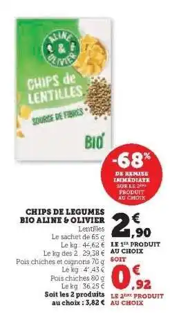 Super U Chips de Légumes Bio Aline & Olivier offre