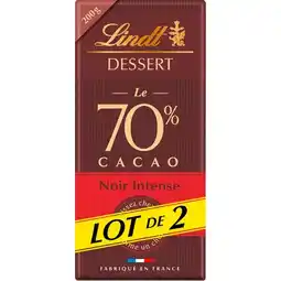Carrefour LINDT DESSERT Tablette de chocolat noir intense Lot de 2 offre