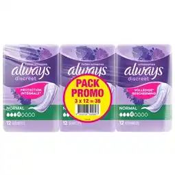 Carrefour ALWAYS DISCREET Protections pour fuites urinaires Promo pack offre