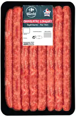 Carrefour Market 8 chipolatas longues supérieures pur porc CARREFOUR Le Marché offre