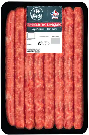 Carrefour Market 8 chipolatas longues supérieures pur porc CARREFOUR Le Marché offre