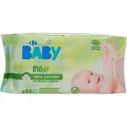 Carrefour Market CARREFOUR BABY BIO Lingettes Bio 100% Coton offre