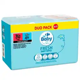 Carrefour Market CARREFOUR BABY Lingettes pour bébé Duo pack offre