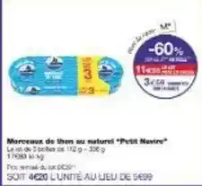 Monoprix Petit navire - morceaux de thon au naturel offre