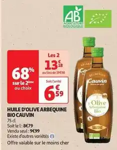 Auchan Supermarché Cauvin - huile d'olive arbequine bio offre