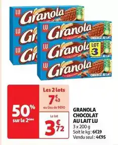 Auchan Supermarché Lu - granola chocolat au lait offre