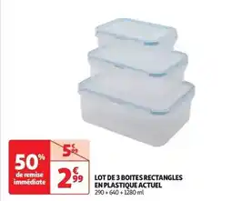 Auchan Supermarché Actuel - lot de 3 boites rectangles en plastique offre
